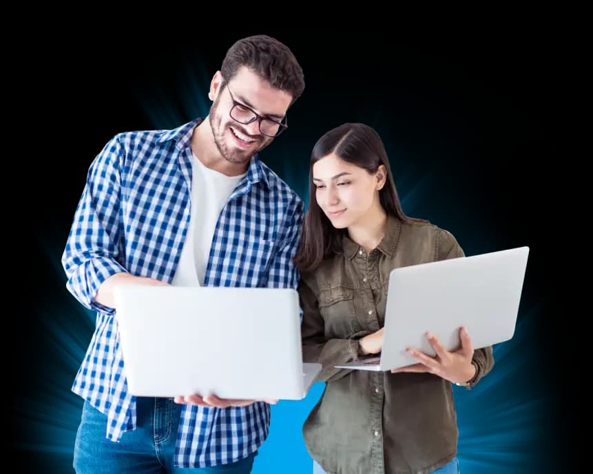 Axento consultants reviewing SAP implementation on laptop